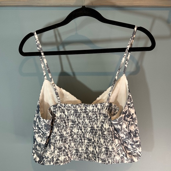 Abercrombie & Fitch Blue/Grey Floral Cinched Crop Top with Cut-out - Picture 7 of 7